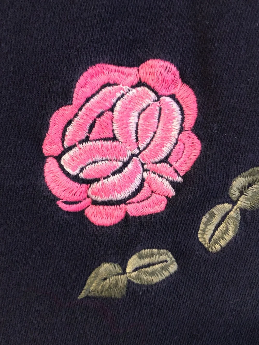 GAP girls size 10 Navy Dress with Pink Rose Embroidery